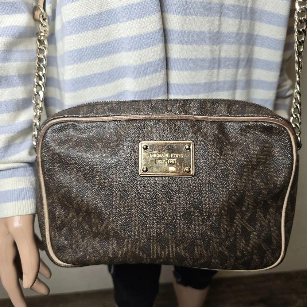 Michael Kors Dark Brown Monogram Crossbody Bag